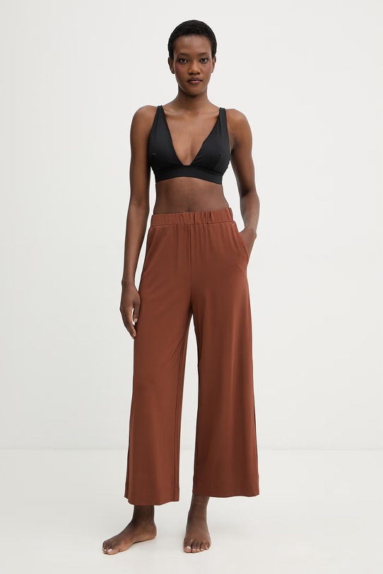 Max Mara Beachwear spodnie damskie z wiskozy ONORATA 2616781019600 brązowy SS26