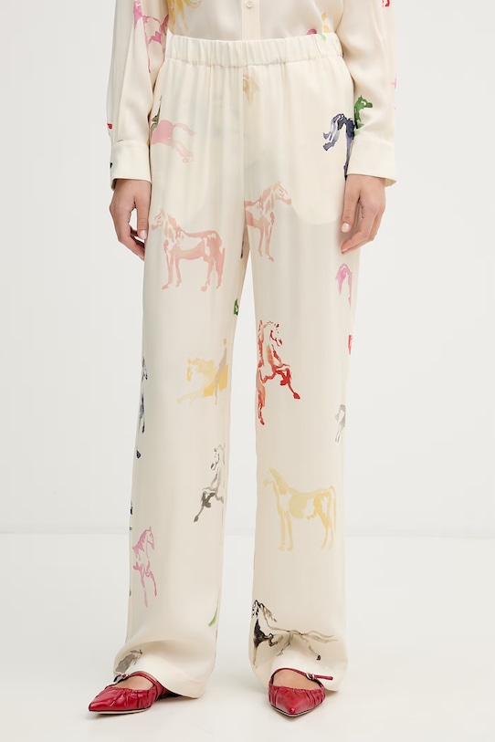 Stine Goya spodnie damskie z wiskozy beżowy SG.SS26.P009.2263