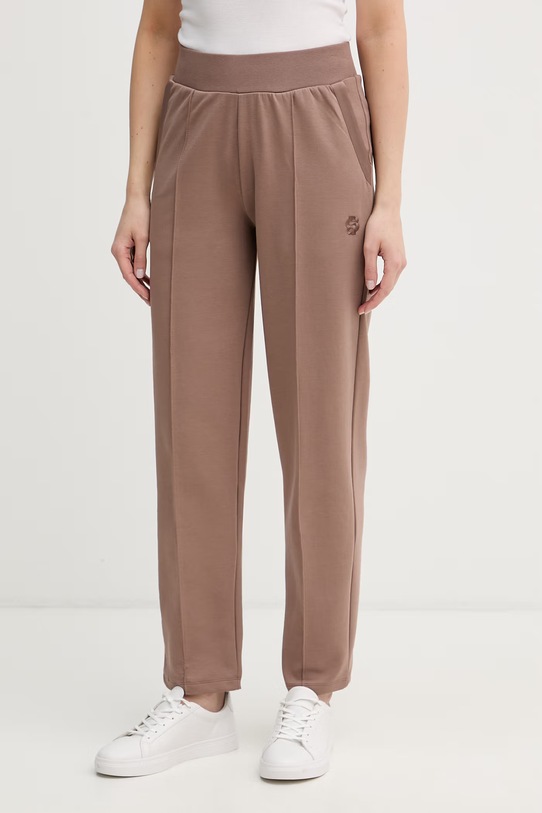 BOSS tepláky dámské s bavlnou Shiny B Pants hnědá 50557285