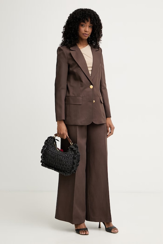 Marciano by Guess παντελόνι wide leg γυναικείο με πρόσμιξη λινού JANE G6GB04.W1782 καφέ SS26