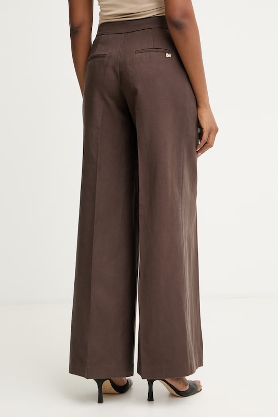 Ρούχα Marciano by Guess παντελόνι wide leg γυναικείο με πρόσμιξη λινού JANE G6GB04.W1782 καφέ