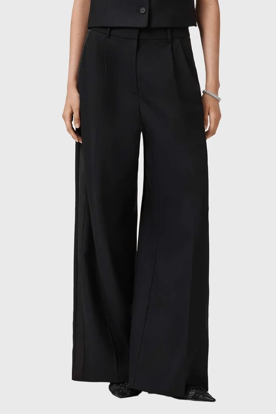 AllSaints spodnie z dodatkiem wełny z elastanem czarny W052QD