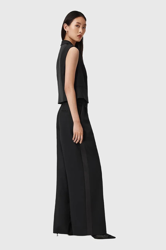 AllSaints spodnie z dodatkiem wełny czarny W052QD