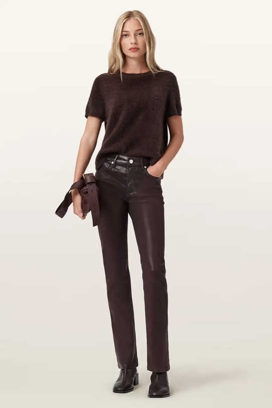 Odzież AllSaints spodnie W093ED bordowy