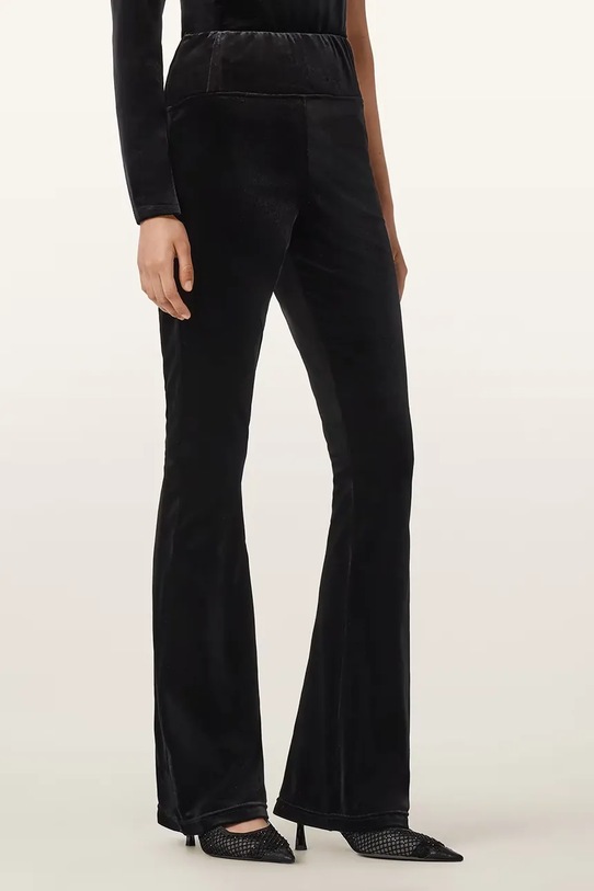 Zamatové nohavice AllSaints s elastanom čierna W060TD