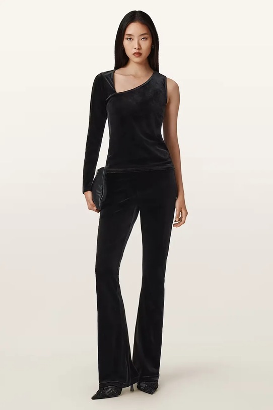 Zamatové nohavice AllSaints W060TD čierna