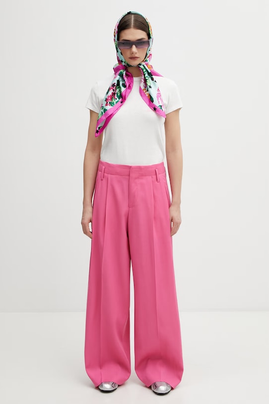 Kenzo spodnie wełniane FG52PA1259TF różowy