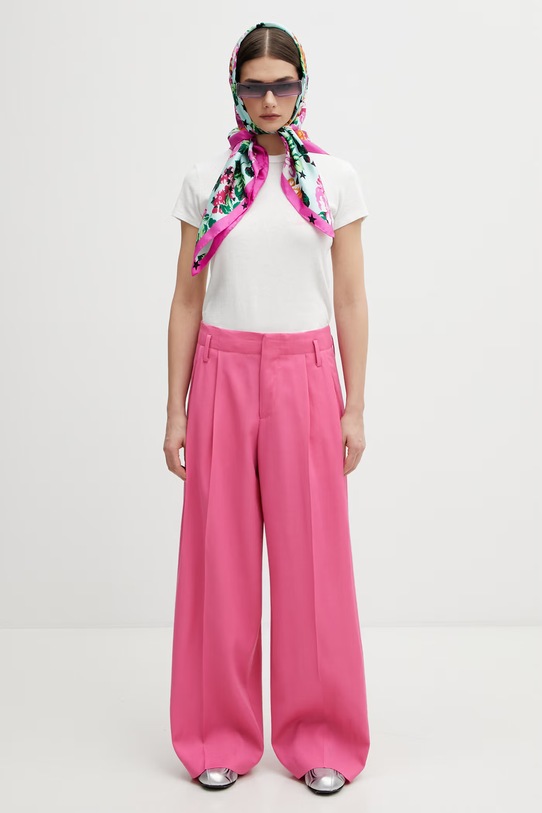 Kenzo pantaloni de lână FG52PA1259TF roz