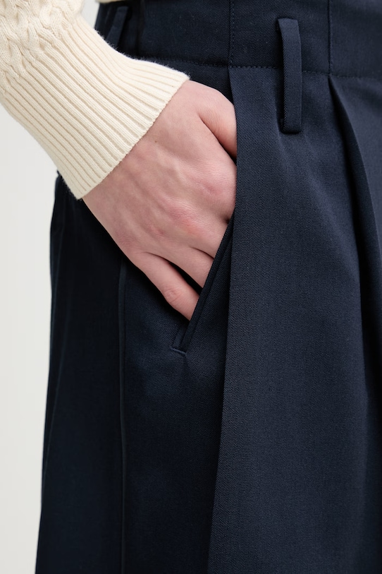 Kenzo pantaloni de lână bleumarin FG52PA1259TF