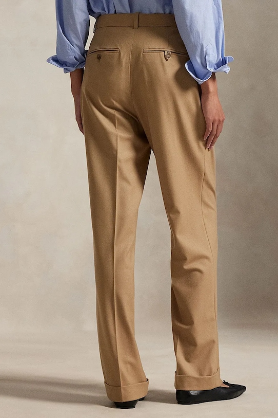 Polo Ralph Lauren spodnie z dodatkiem wełny 211A10720 brązowy SS26