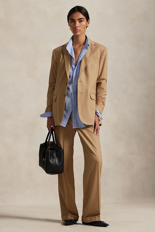 Odzież Polo Ralph Lauren spodnie z dodatkiem wełny 211A10720 brązowy