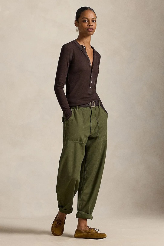 Odzież Polo Ralph Lauren spodnie bawełniane 211A93147 zielony