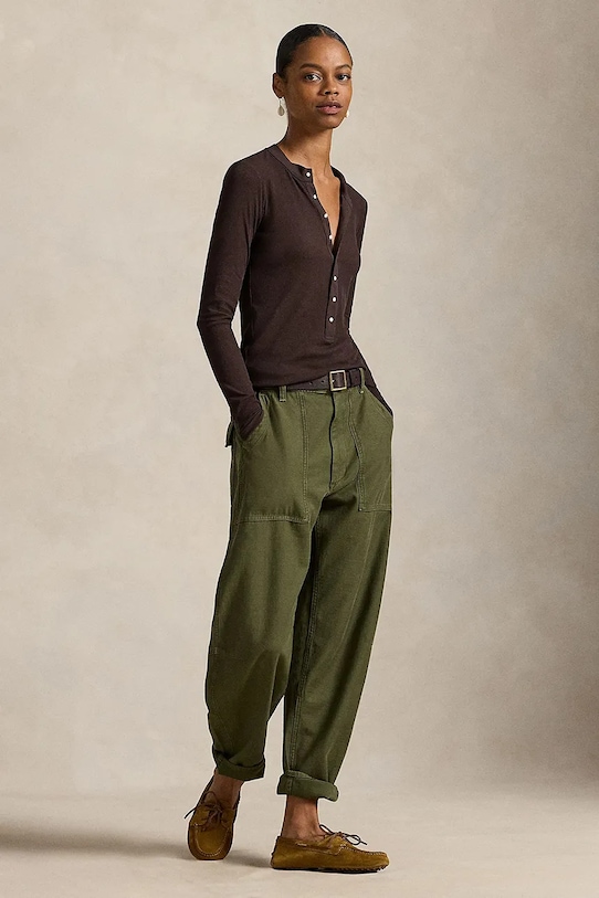 Odzież Polo Ralph Lauren spodnie bawełniane 211A93147 zielony