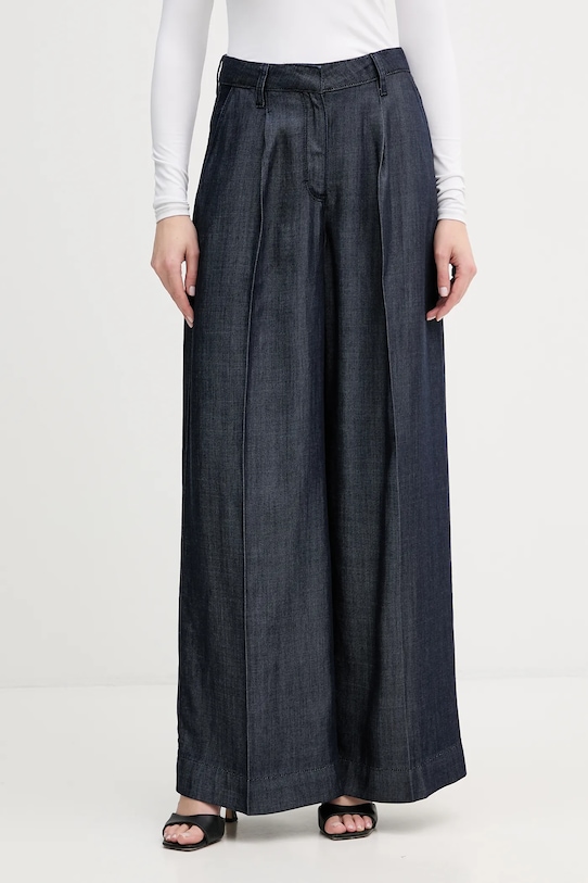 Hlače Karl Lagerfeld FLUID DENIM tkanina mornarsko plava B1W10101