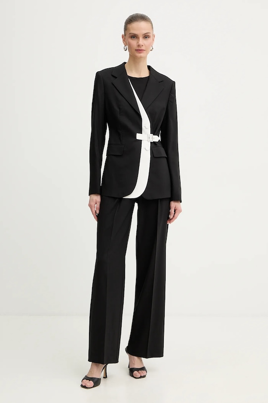 Karl Lagerfeld spodnie z dodatkiem wełny BW ESSENTIAL B1W10002 czarny SS26