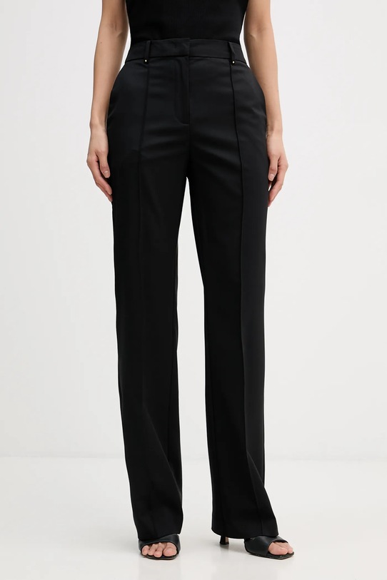 Karl Lagerfeld spodnie z domieszką wełny z elastanem czarny B1W10003