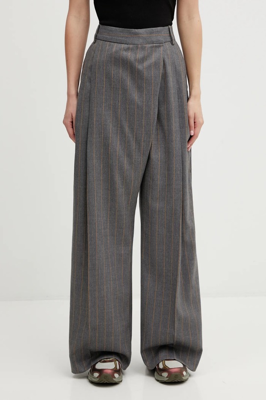 GANNI spodnie z dodatkiem wełny W0761 high szary W0761