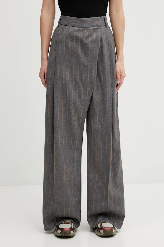 GANNI spodnie z dodatkiem wełny W0761 high szary W0761