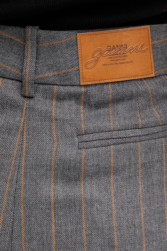 GANNI spodnie z dodatkiem wełny W0761 szary W0761