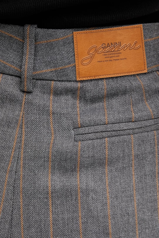GANNI spodnie z dodatkiem wełny W0761 szary W0761