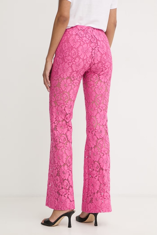 Odzież Pinko spodnie dzwony damskie koronkowe 106434.A330 różowy