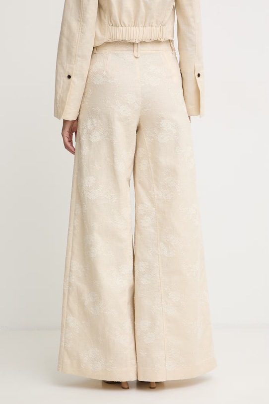 Odzież Pinko spodnie damskie lniane 106528.A374 beżowy