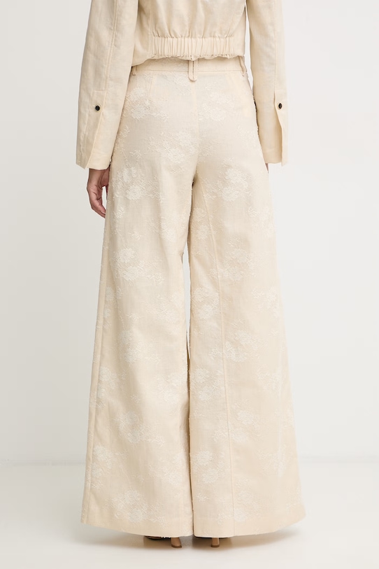 Odzież Pinko spodnie damskie lniane 106528.A374 beżowy