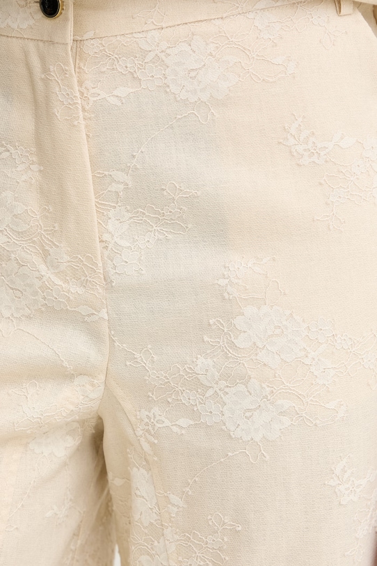 Pinko spodnie damskie lniane beżowy 106528.A374