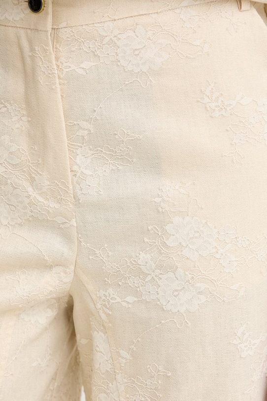 Pinko spodnie damskie lniane beżowy 106528.A374