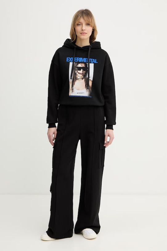 Patrizia Pepe spodnie dresowe bawełniane 8P0814.J399 czarny SS26