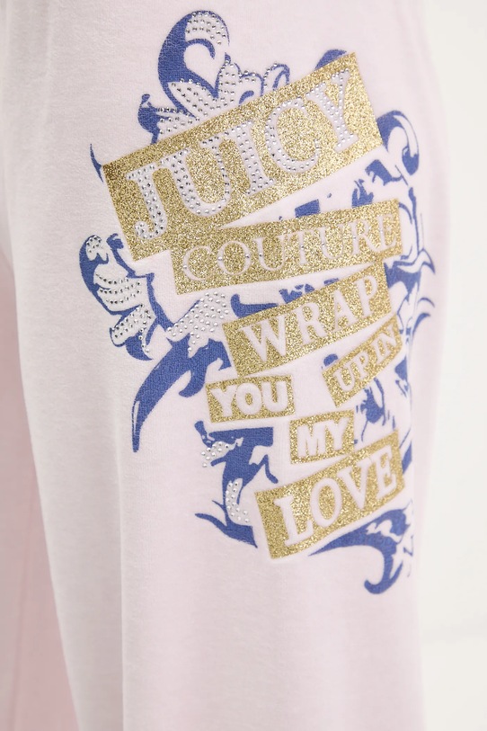 Juicy Couture spodnie dresowe welurowe Wrap You Up różowy JCNBJ126452