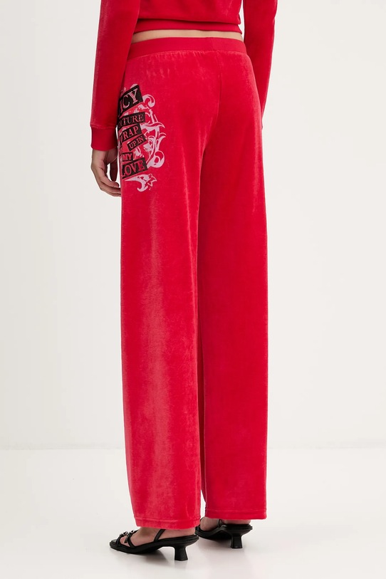 Odzież Juicy Couture spodnie dresowe welurowe Wrap You Up JCNBJ126452 czerwony