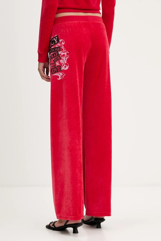 Odzież Juicy Couture spodnie dresowe welurowe Wrap You Up JCNBJ126452 czerwony