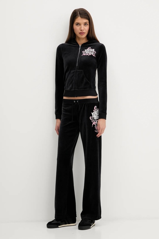 Juicy Couture spodnie dresowe welurowe Wrap You Up JCNBJ126452 czarny SS26