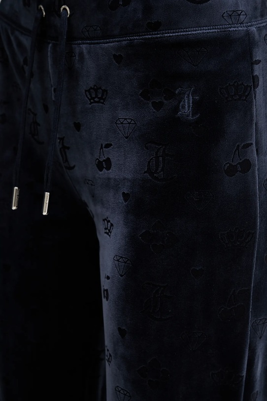 Juicy Couture spodnie dresowe welurowe Monogram Lisa granatowy JCWBJ125303