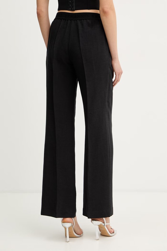 Odzież Ermanno Firenze spodnie z dodatkiem lnu D48EP025E32 czarny