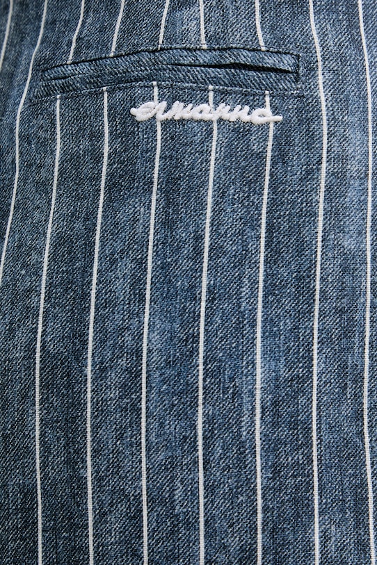 Ermanno Firenze spodnie lniane niebieski D48EP045EC1