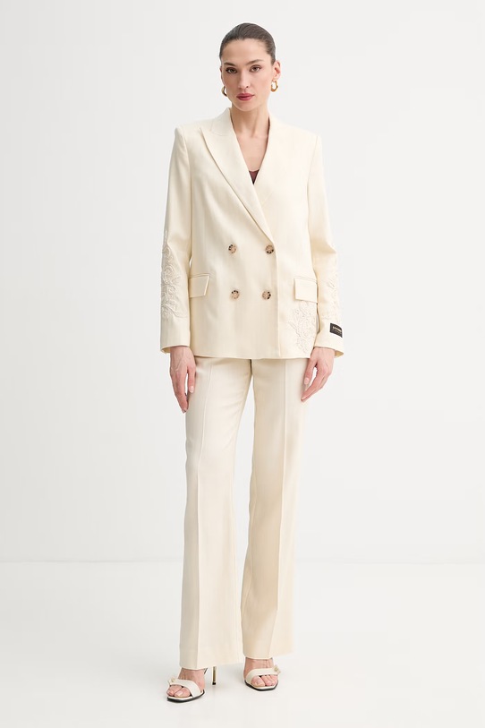 ERMANNO Firenze spodnie garniturowe damskie z lnem D48EP069ER3 beżowy SS26