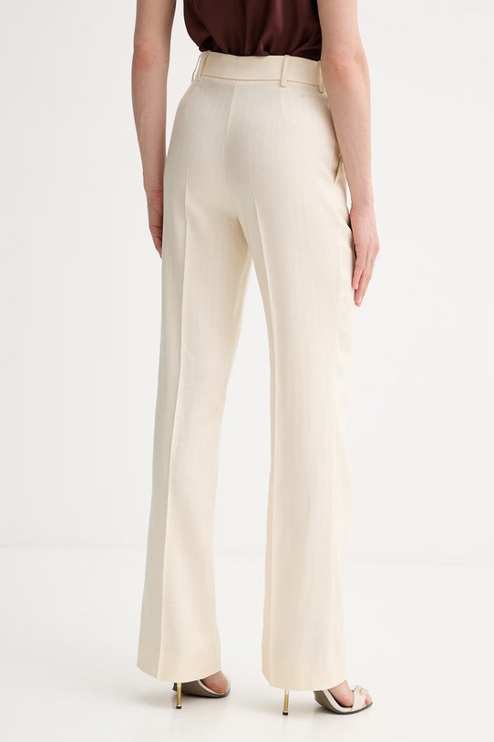 Odzież ERMANNO Firenze spodnie garniturowe damskie z lnem D48EP069ER3 beżowy