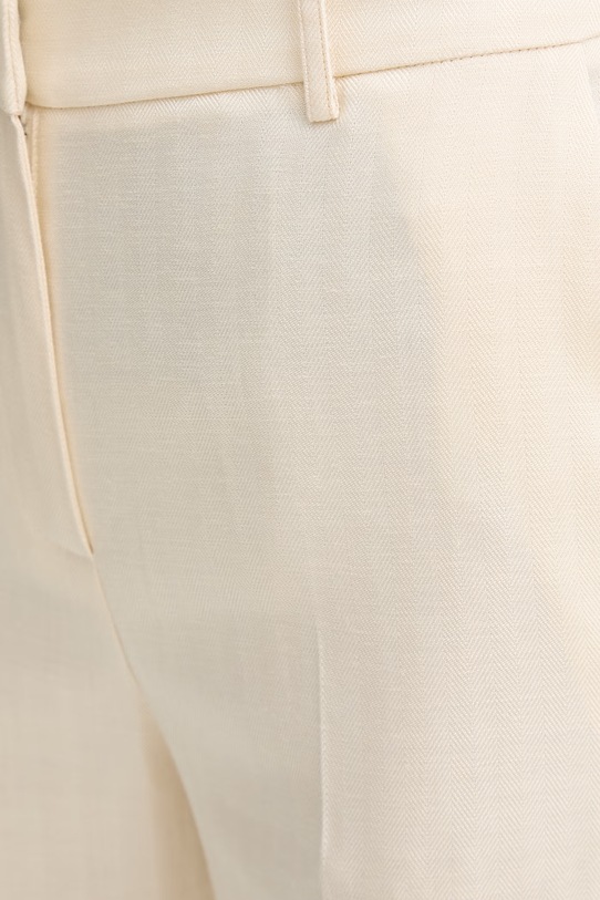 ERMANNO Firenze spodnie garniturowe damskie z lnem beżowy D48EP069ER3