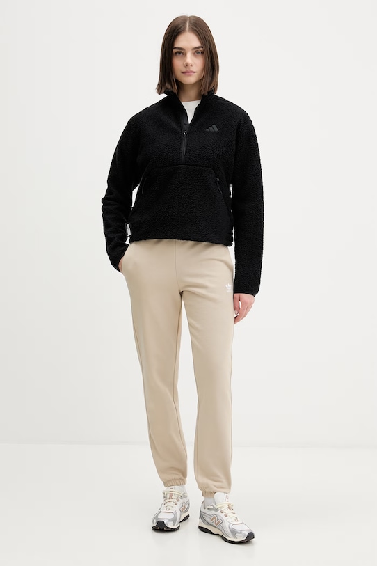 adidas Originals spodnie dresowe bawełniane KC9076 beżowy SS26