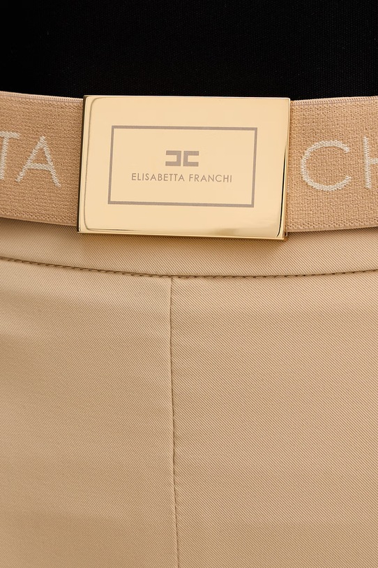 Elisabetta Franchi spodnie slim fit damskie beżowy PA13261E2