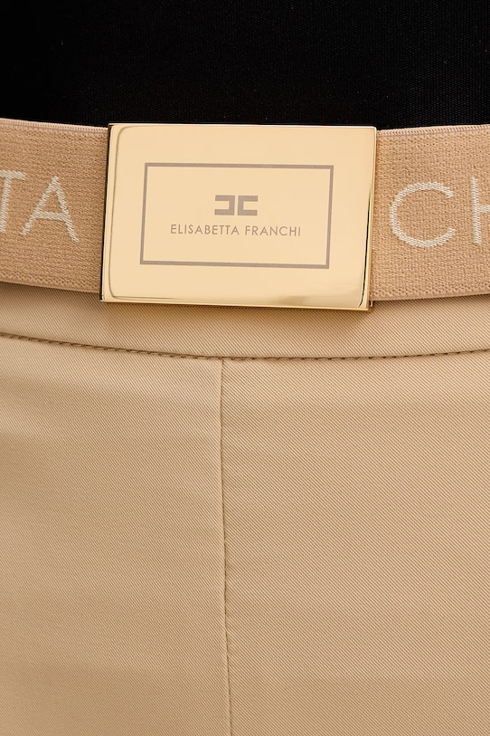 Elisabetta Franchi spodnie slim fit damskie beżowy PA13261E2