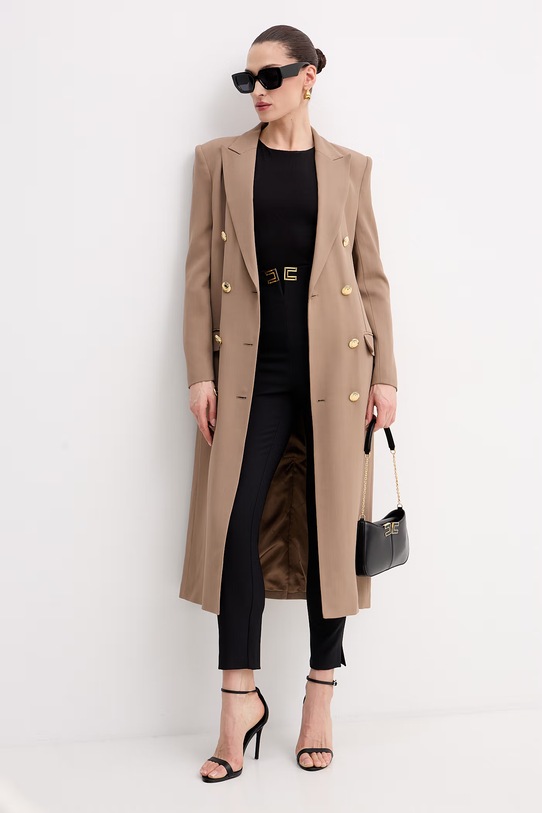 Elisabetta Franchi Spodnie carrot damskie PA16361E2 czarny SS26