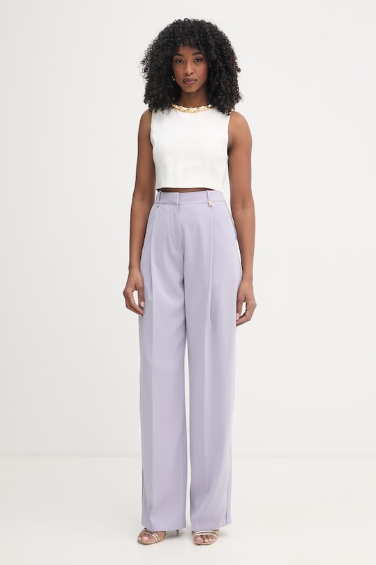 Elisabetta Franchi spodnie damskie PA16761E2 fioletowy SS26