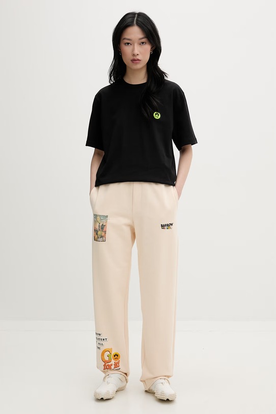 Barrow spodnie dresowe damskie bawełniane S6BWWOFP035 beżowy SS26