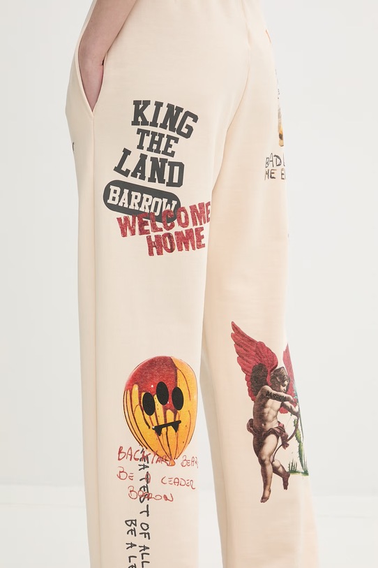 Barrow spodnie dresowe damskie bawełniane beżowy S6BWWOFP035