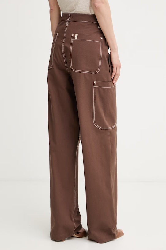 Odzież Liu Jo spodnie cargo damskie bawełniane WA6178.T295A brązowy