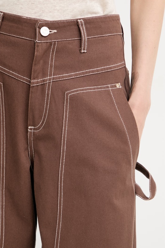 Liu Jo spodnie cargo damskie bawełniane brązowy WA6178.T295A