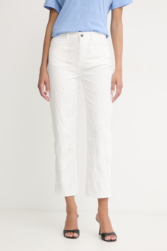 Liu Jo spodnie straight damskie bawełniane biały WA6273.T447A